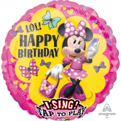Balon Foliowy Myszka Minnie grający - Happy Birthday
