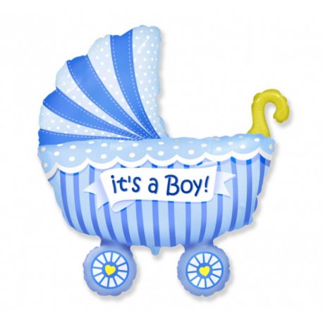 Balon w kształcie wózka - narodziny chłopczyka - 61 cm
