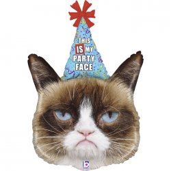 Balon urodzinowy "Grumpy Cat" - Party Face - 91 cm