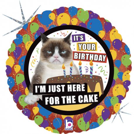 Balon urodzinowy "Grumpy Cat" - Cake Birthday - 46 cm