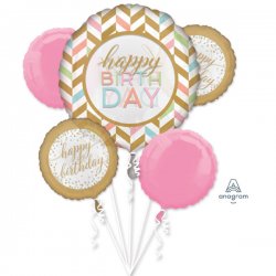 Bukiet Balonów Urodzinowych - Pastel Confetti - 5 balonów na Hel
