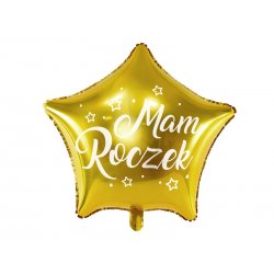 Balon foliowy gwiazdka "Mam Roczek" - złoty - 48 cm