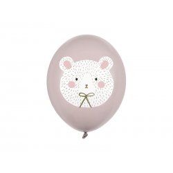 Balon lateksowy 30 cm - Miś - Pastel Warm Grey