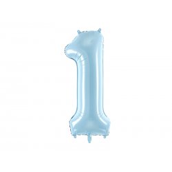Balon Foliowy Cyfra 1 - Niebieski pastelowy - 86 cm