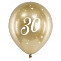 Balony Glossy - 30 lat - złote - 6 sztuk