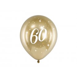 Balony Glossy - 60 lat - złote - 6 sztuk