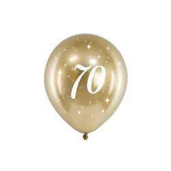 Balony Glossy - 70 lat - złote - 6 sztuk