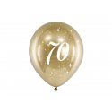 Balony Glossy - 70 lat - złote - 6 sztuk