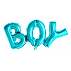 Balon foliowy BOY (Chłopiec) - niebieski, metalizowany