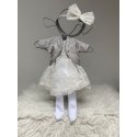 Ubranko dla lalki - Koronkowa sukienka i srebrny sweterek