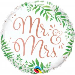 Balon foliowy "Mr & Mrs" - Elegant Greenery - 46 cm