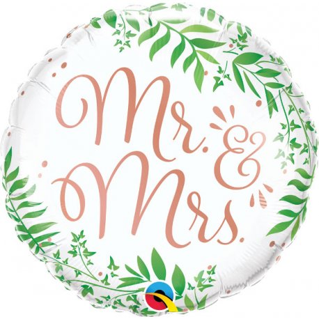 Balon foliowy "Mr & Mrs" - Elegant Greenery - 46 cm