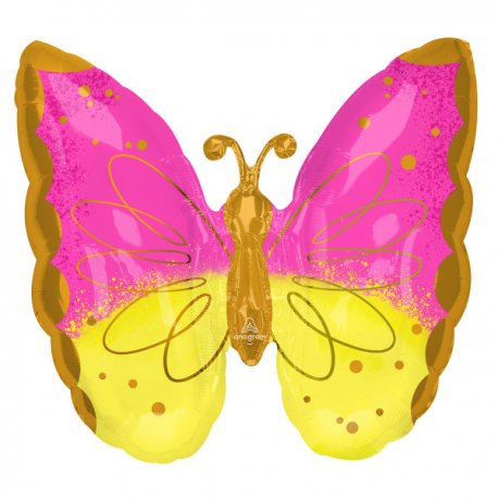 Balon SuperShape - Motyl - Pink & Gold - 63 cm