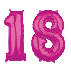 Balony na 18 urodziny - dwie różowe cyfry - 66 cm