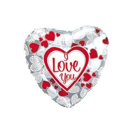 Balon foliowy serce 18" - I Love You - srebrne