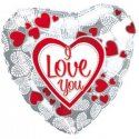 Balon foliowy serce 18" - I Love You - srebrne
