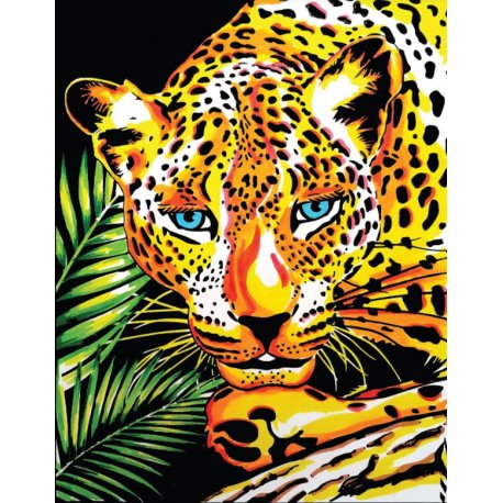 Duży plakat do pokolorowania, tło velvet, Leopard