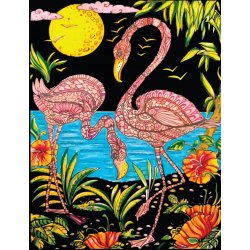 Duży plakat do pokolorowania, tło velvet, Flamingi