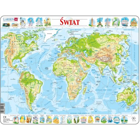 Larsen, puzzle edukacyjne, Mapa Świata