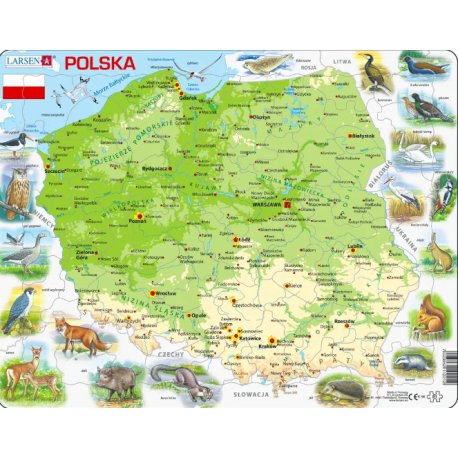 Larsen, puzzle edukacyjne, Mapa fizyczna Polski
