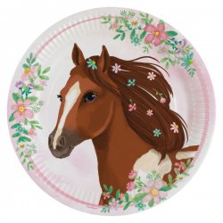 Talerzyki papierowe "Piękne konie", 23 cm, 8 szt.