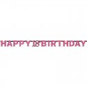 Różowa girlanda na 18 "Happy 18th Birthday" - 213 x 16.2 cm