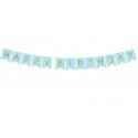 Baner (Girlanda) Happy Birthday , 15 x 175 cm - Jasny Niebieski