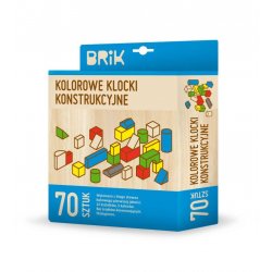 Drewniane Klocki BRIK 70szt, kolorowe - drewniane zabawki