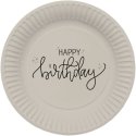 Talerzyki "Happy Birthday" - Creme Noir - 23 cm - 8 szt