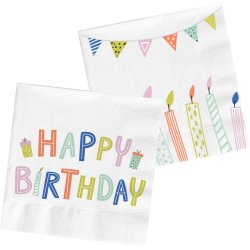 Serwetki "Happy Birthday" - Party Green - 20 szt, 33 x 33 cm