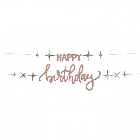 Girlanda "Happy Birthday" - Creme Rose - 1,5 m x 14 cm