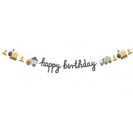 Girlanda Urodzinowa Happy Birthday - Pojazdy Budowlane