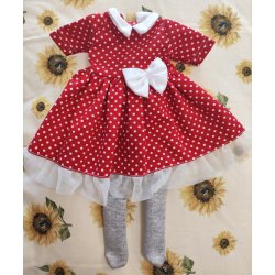 Ubranko dla lalki, Czerwona sukienka w białe kropki