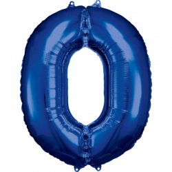 Balon foliowy, cyfra 0 niebieska