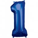 Balon foliowy, cyfra 1 niebieska - 86 cm