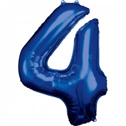Balon foliowy, cyfra 4 niebieska 34 cale