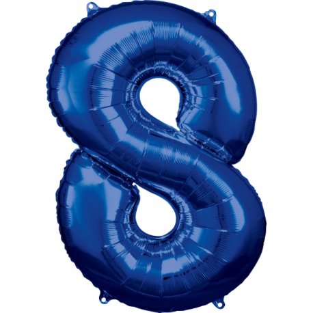 Balon foliowy, cyfra 8 niebieska 53 x 83 cm