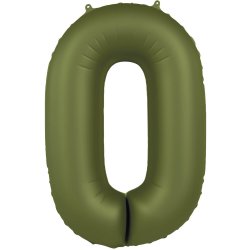 Balon Cyfra 0 - Olive Green - Ultra Matt - 86 cm