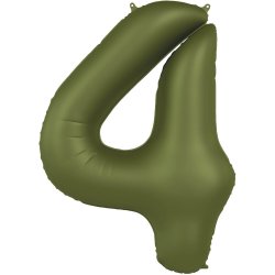 Balon Cyfra 4 - Olive Green - Ultra Matt - 86 cm