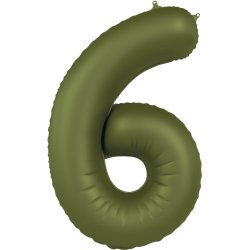 Balon Cyfra 6 - Olive Green - Ultra Matt - 86 cm