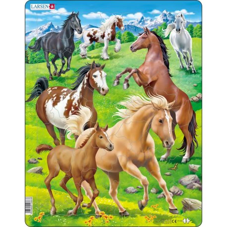 Konie na górskim polu, puzzle Larsen