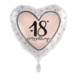 Balon Serce na 18 Urodziny - Wszystkiego Najlepszego - 18 cali