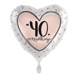 Balon Serce na 40 Urodziny - Wszystkiego Najlepszego - 18 cali