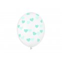 Balon lateksowy Crystal Clear 30 cm - Miętowe serduszka