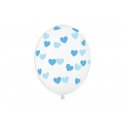 Balon lateksowy Crystal Clear 30 cm - Niebieskie serduszka