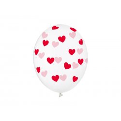 Balon lateksowy Crystal Clear 30 cm - Czerwone Serduszka