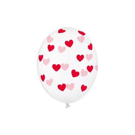 Balon lateksowy Crystal Clear 30 cm - Czerwone Serduszka