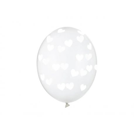 Balon lateksowy Crystal Clear 30 cm - Białe Serduszka