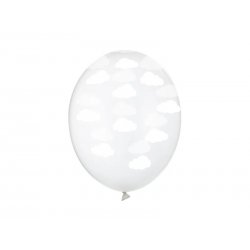 Balon lateksowy Crystal Clear 30 cm - Białe Chmurki