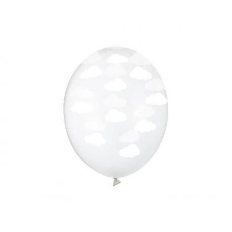 Balon lateksowy Crystal Clear 30 cm - Białe Chmurki